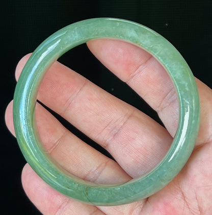 Natural Burmese Jadeite Jade Bangle – Icy Apple Green – 58mm – JB510