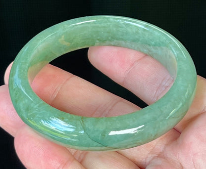 Natural Burmese Jadeite Jade Bangle – Icy Apple Green – 58mm – JB510