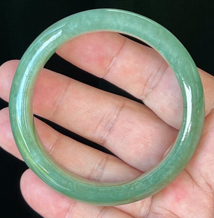 Natural Burmese Jadeite Jade Bangle – Icy Apple Green – 58mm – JB510