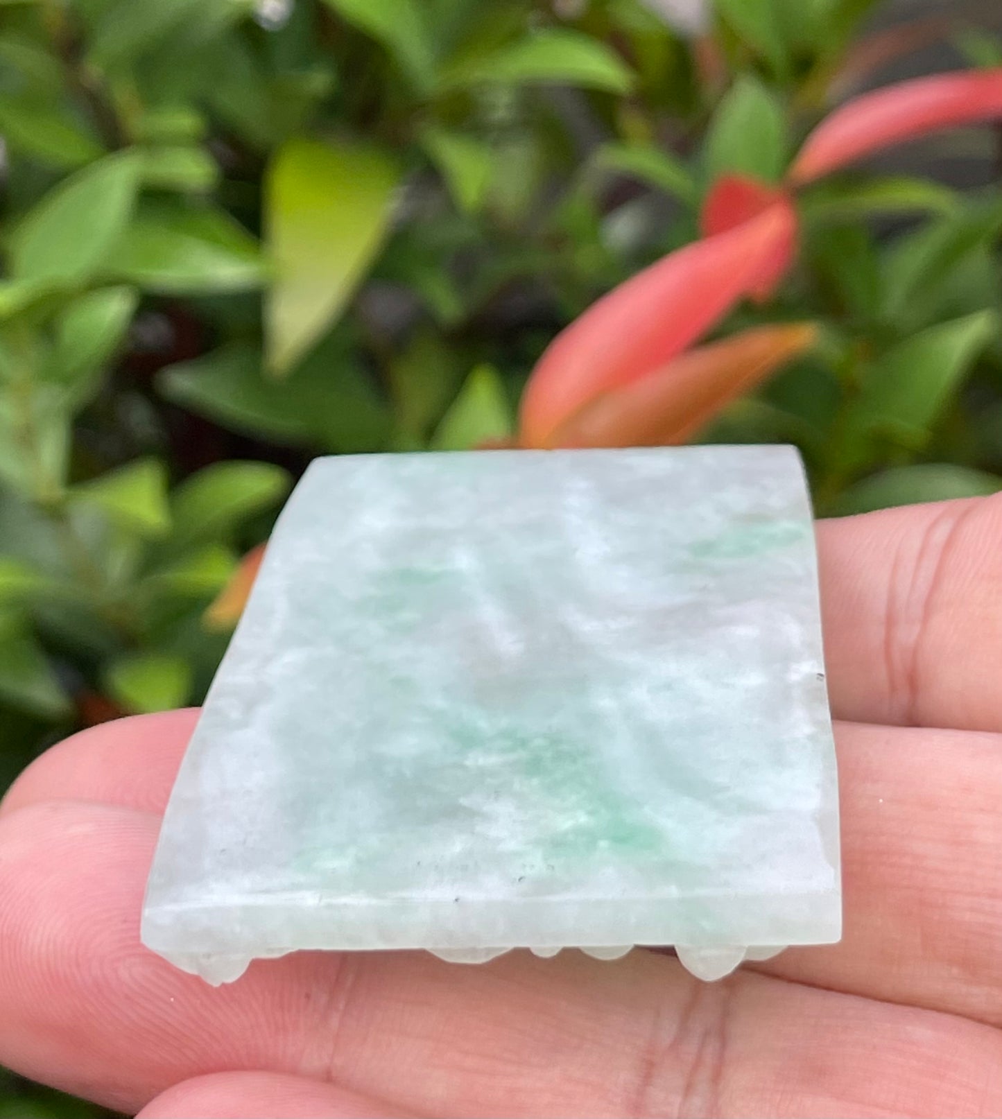 Natural Certified Burmese Jadeite Jade Pendant – Icy White & Imperial Green – Hand-Carved Dragon Motif – JP059