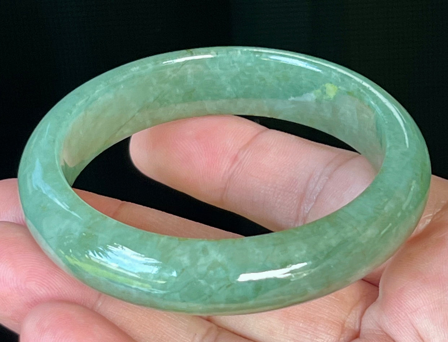 Natural Burmese Jadeite Jade Bangle – Icy Apple Green – 58mm – JB510