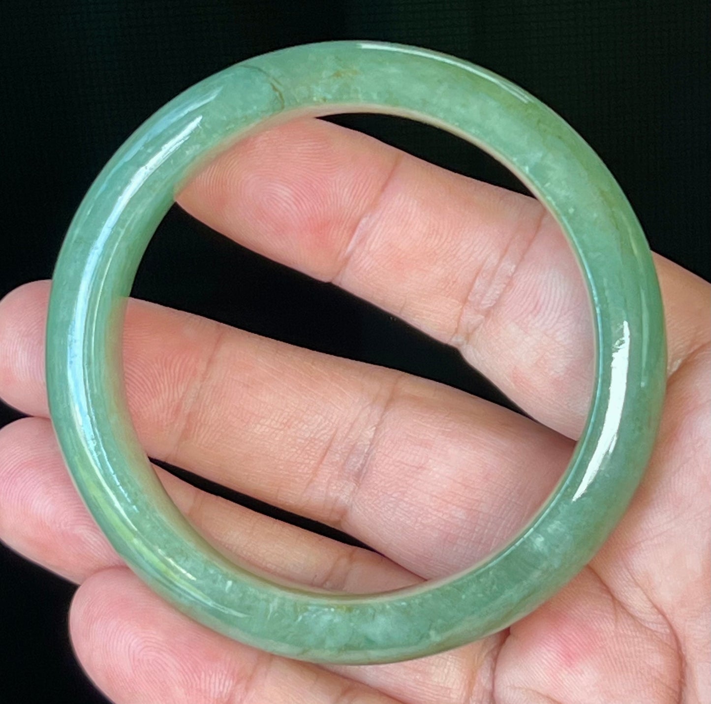 Natural Burmese Jadeite Jade Bangle – Icy Apple Green – 58mm – JB510