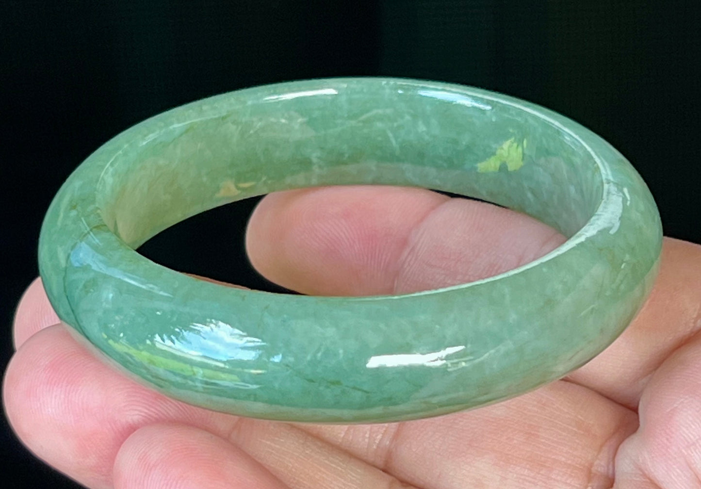 Natural Burmese Jadeite Jade Bangle – Icy Apple Green – 58mm – JB510
