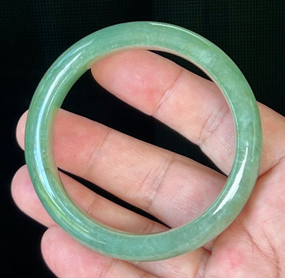 Natural Burmese Jadeite Jade Bangle – Icy Apple Green – 58mm – JB510
