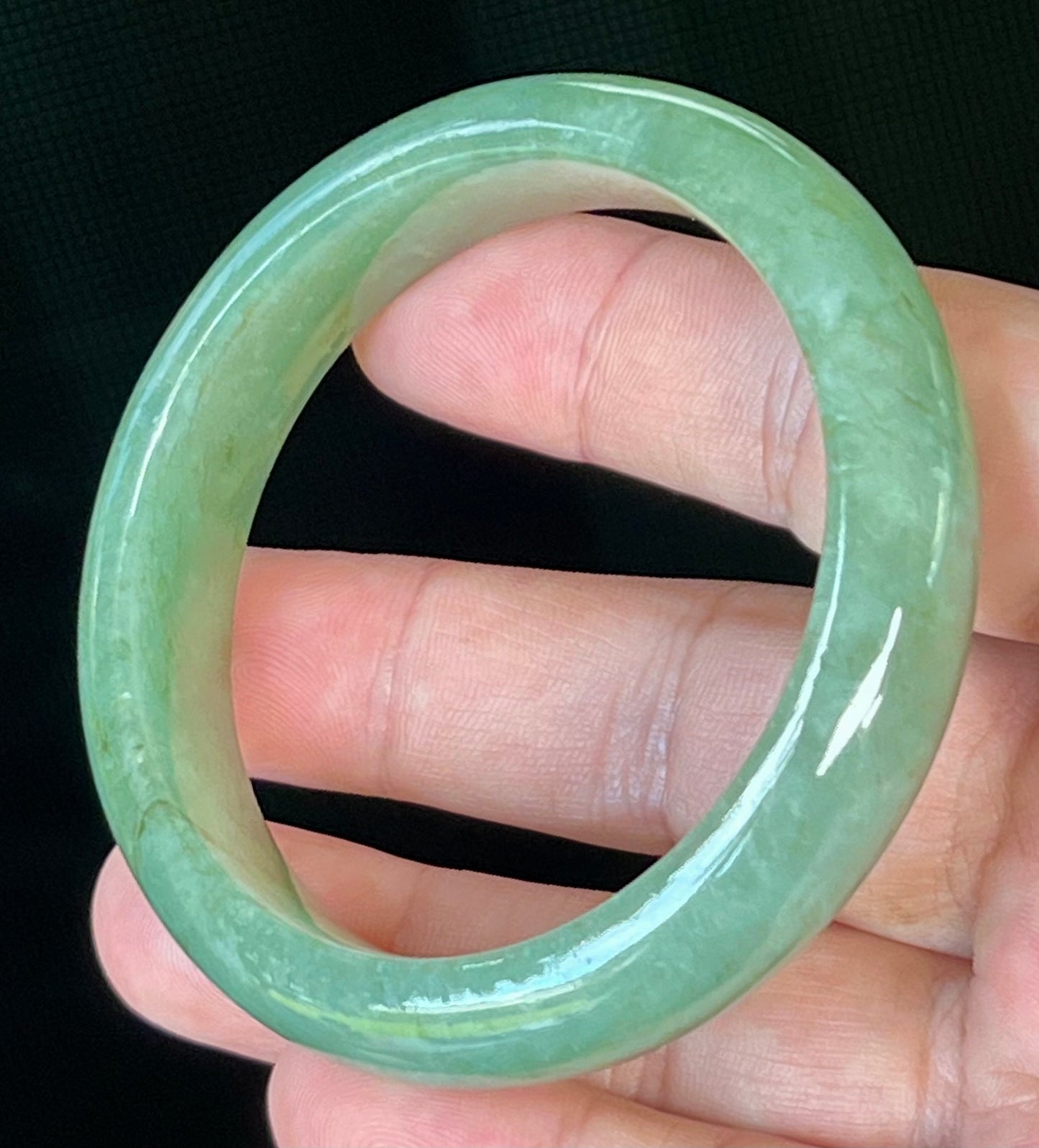 Natural Burmese Jadeite Jade Bangle – Icy Apple Green – 58mm – JB510