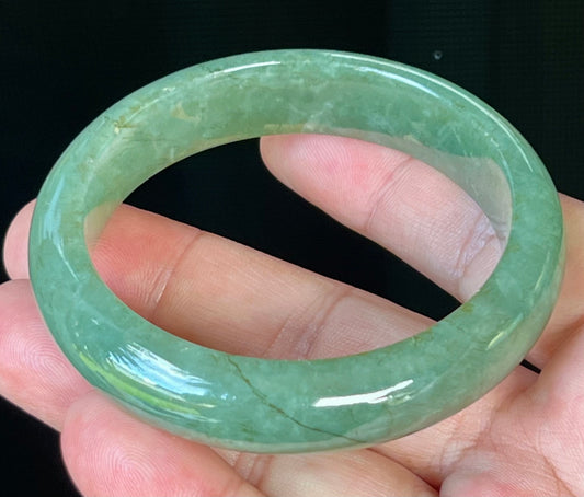 Natural Burmese Jadeite Jade Bangle – Icy Apple Green – 58mm – JB510