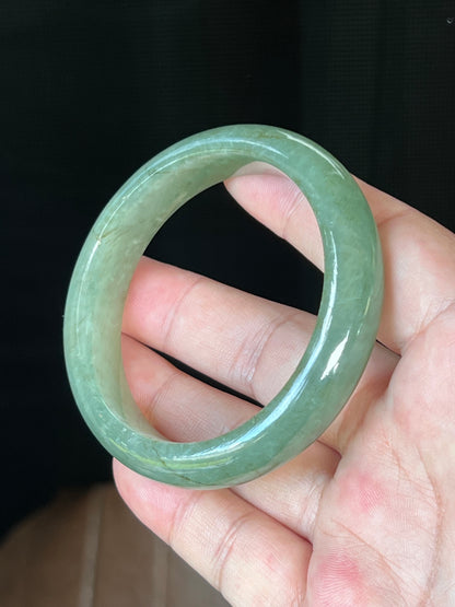 Natural Burmese Jadeite Jade Bangle – Icy Apple Green – 58mm – JB510