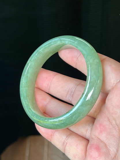 Natural Burmese Jadeite Jade Bangle – Icy Apple Green – 58mm – JB510