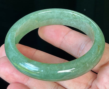 Natural Burmese Jadeite Jade Bangle – Icy Apple Green – 58mm – JB510