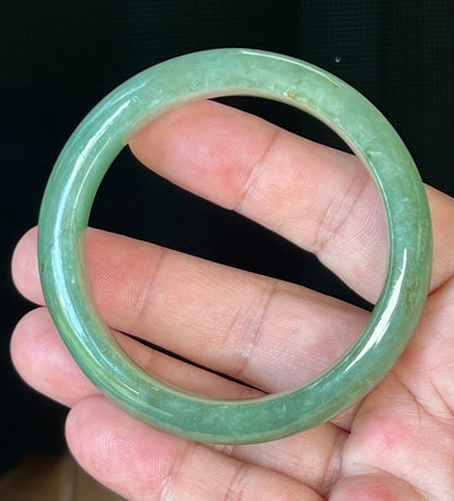 Natural Burmese Jadeite Jade Bangle – Icy Apple Green – 58mm – JB510