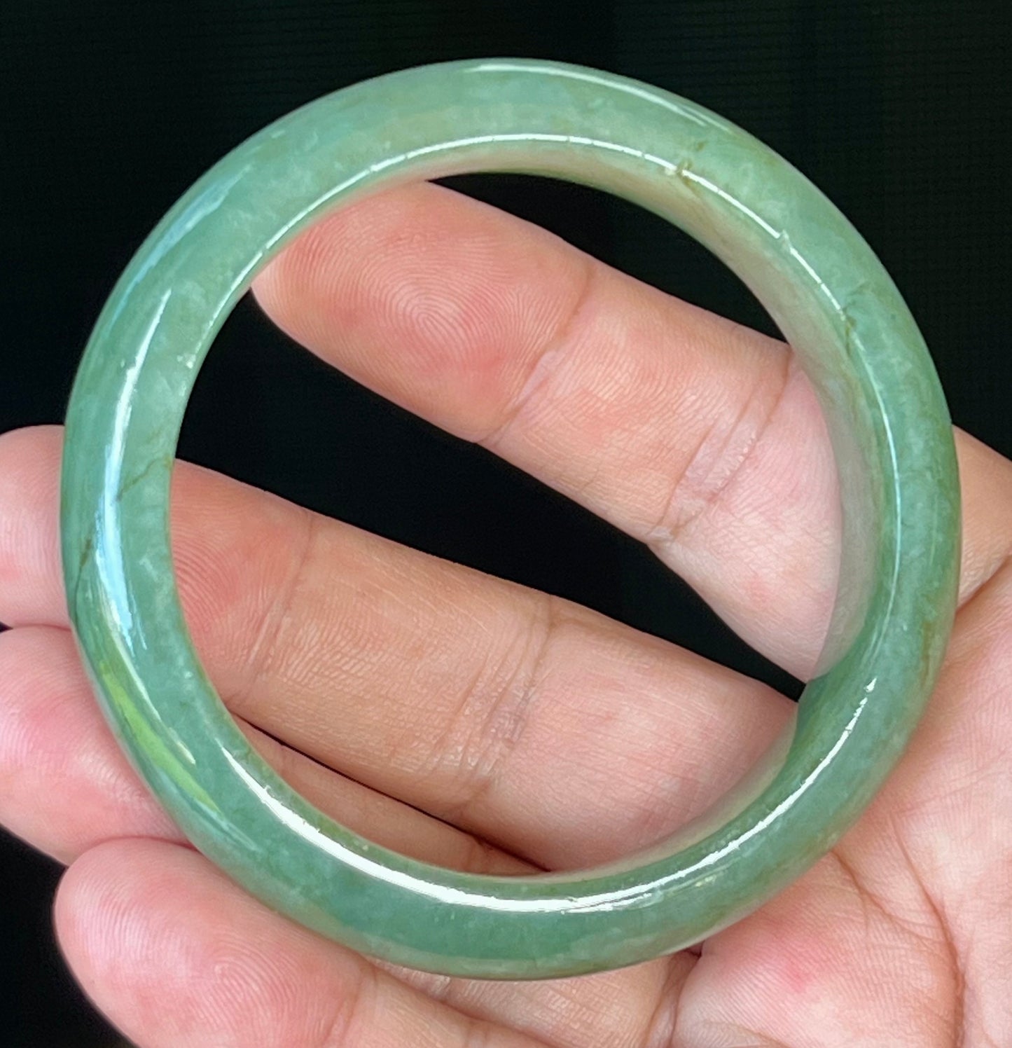 Natural Burmese Jadeite Jade Bangle – Icy Apple Green – 58mm – JB510