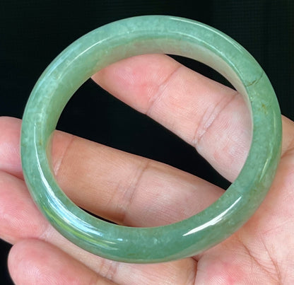 Natural Burmese Jadeite Jade Bangle – Icy Apple Green – 58mm – JB510