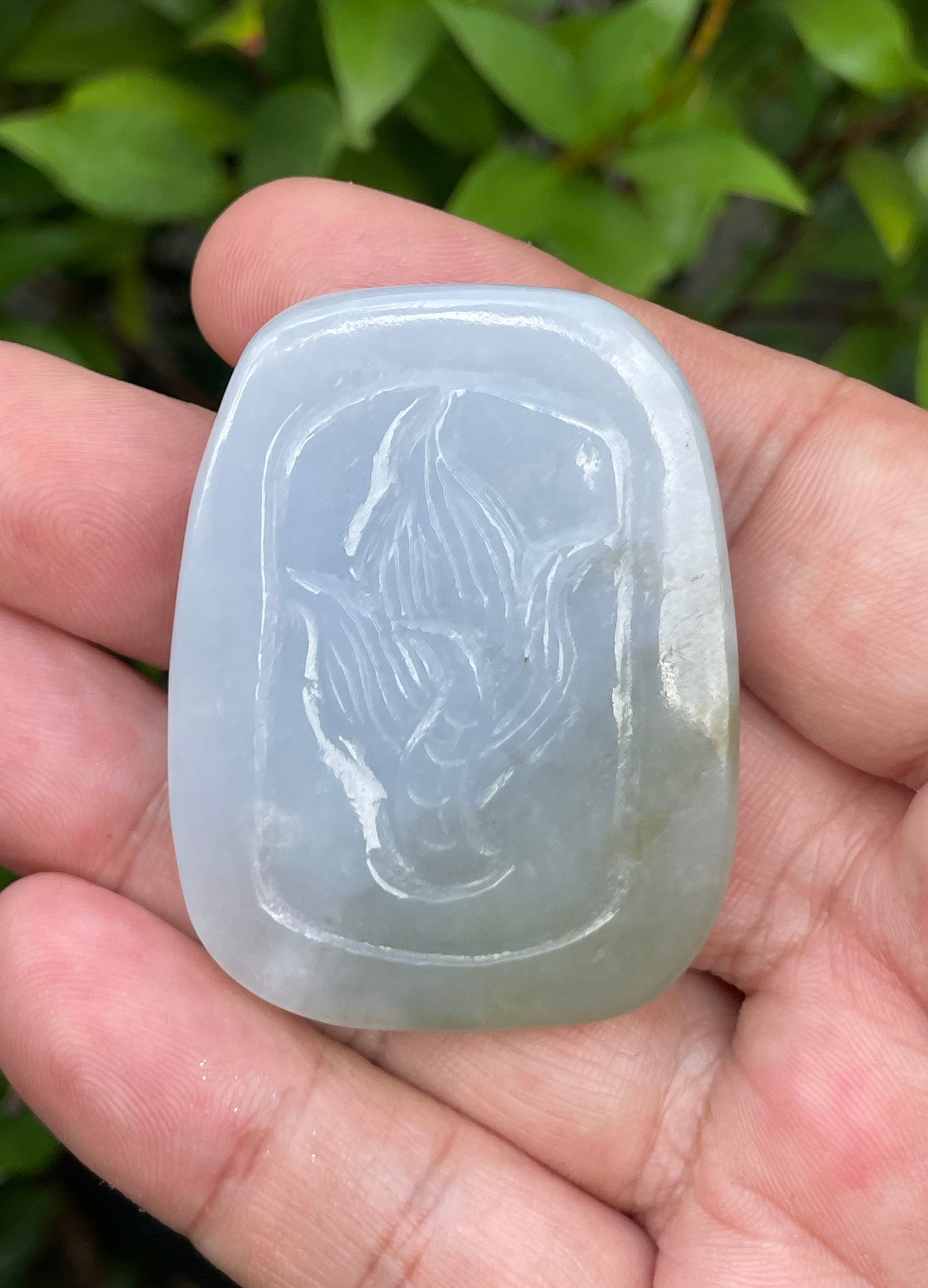 Natural Certified Burmese Jadeite Jade Pendant – Icy Lavender & Moss Green – Hand-Carved Dragon Motif – JP055