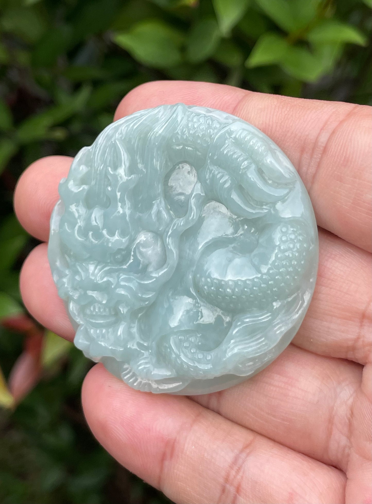 Natural Certified Burmese Jadeite Jade Pendant – Icy Imperial Green – Hand-Carved Dragon Motif – JP052