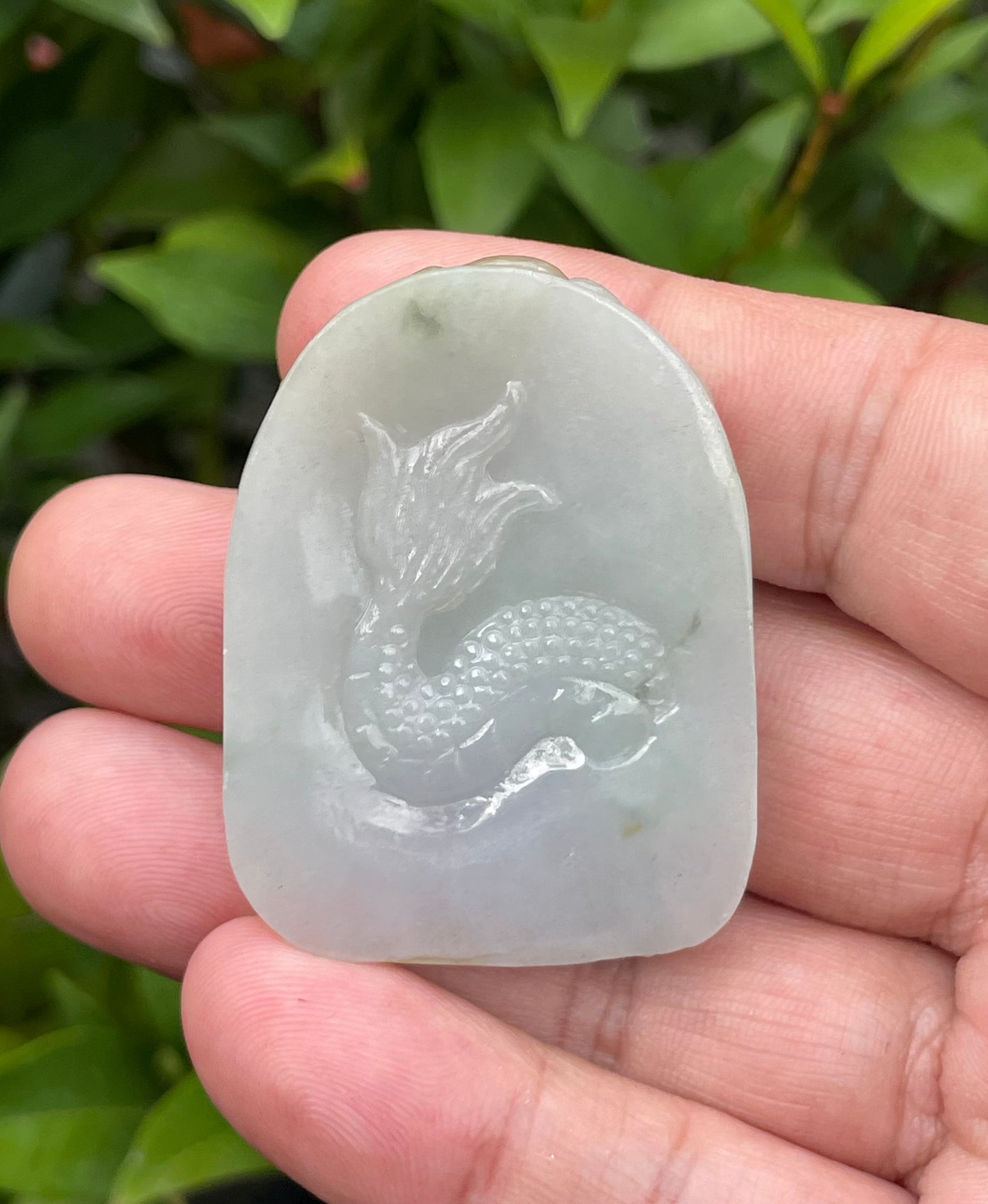Natural Certified Burmese Jadeite Jade Pendant – Icy Honey, Milky White & Imperial Green – Hand-Carved Dragon Motif – JP064
