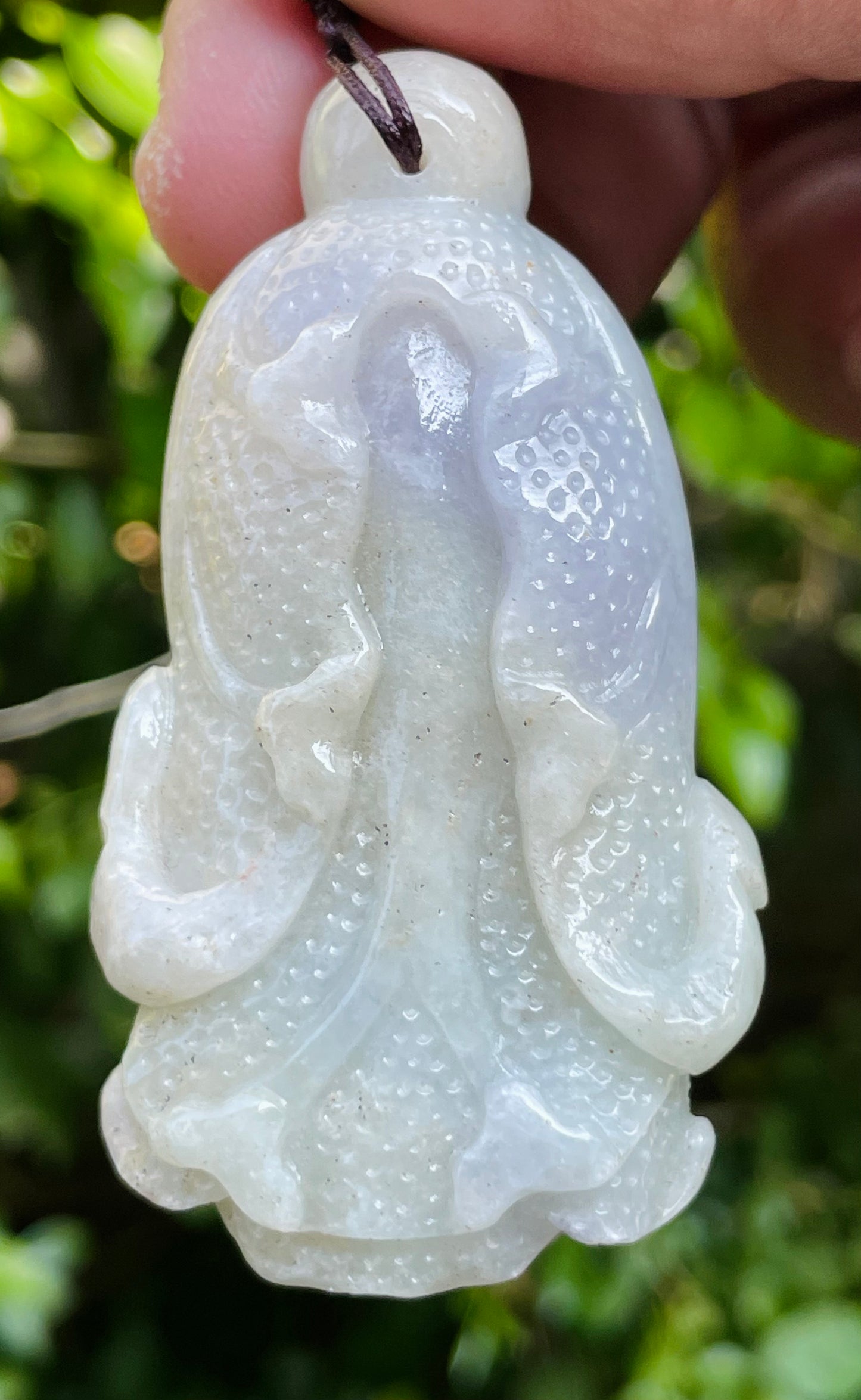 Natural Certified Burmese Jadeite Jade Pendant – Milky White – Hand-Carved Gourd Motif – Necklace Included – JP020