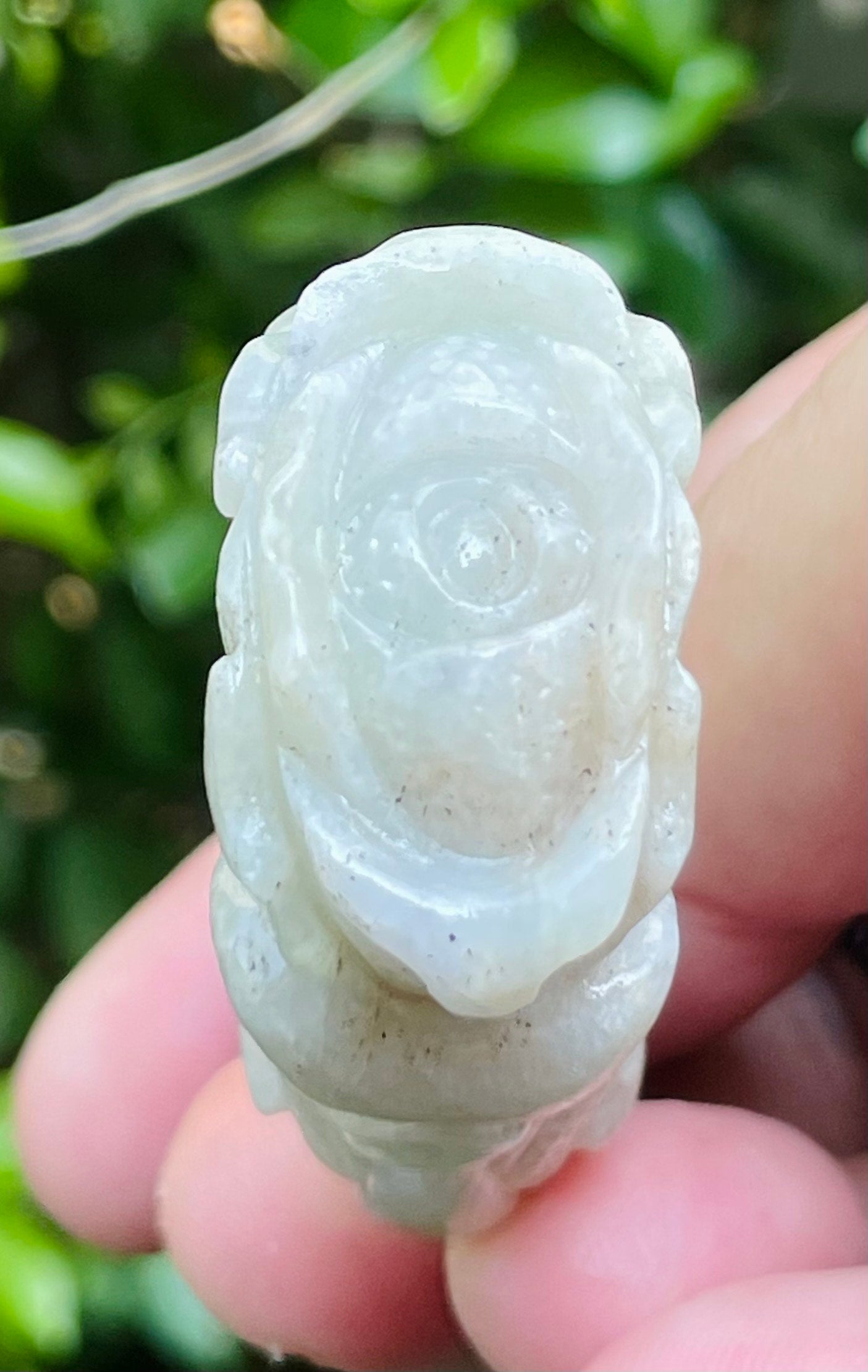 Natural Certified Burmese Jadeite Jade Pendant – Milky White – Hand-Carved Gourd Motif – Necklace Included – JP020