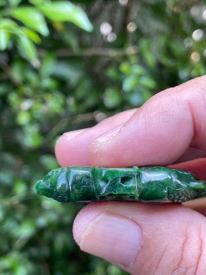 Natural Certified Rare Burmese Jadeite Jade Pendant – Deep Imperial Green – Hand-Carved Twin Fish Motif – JP065