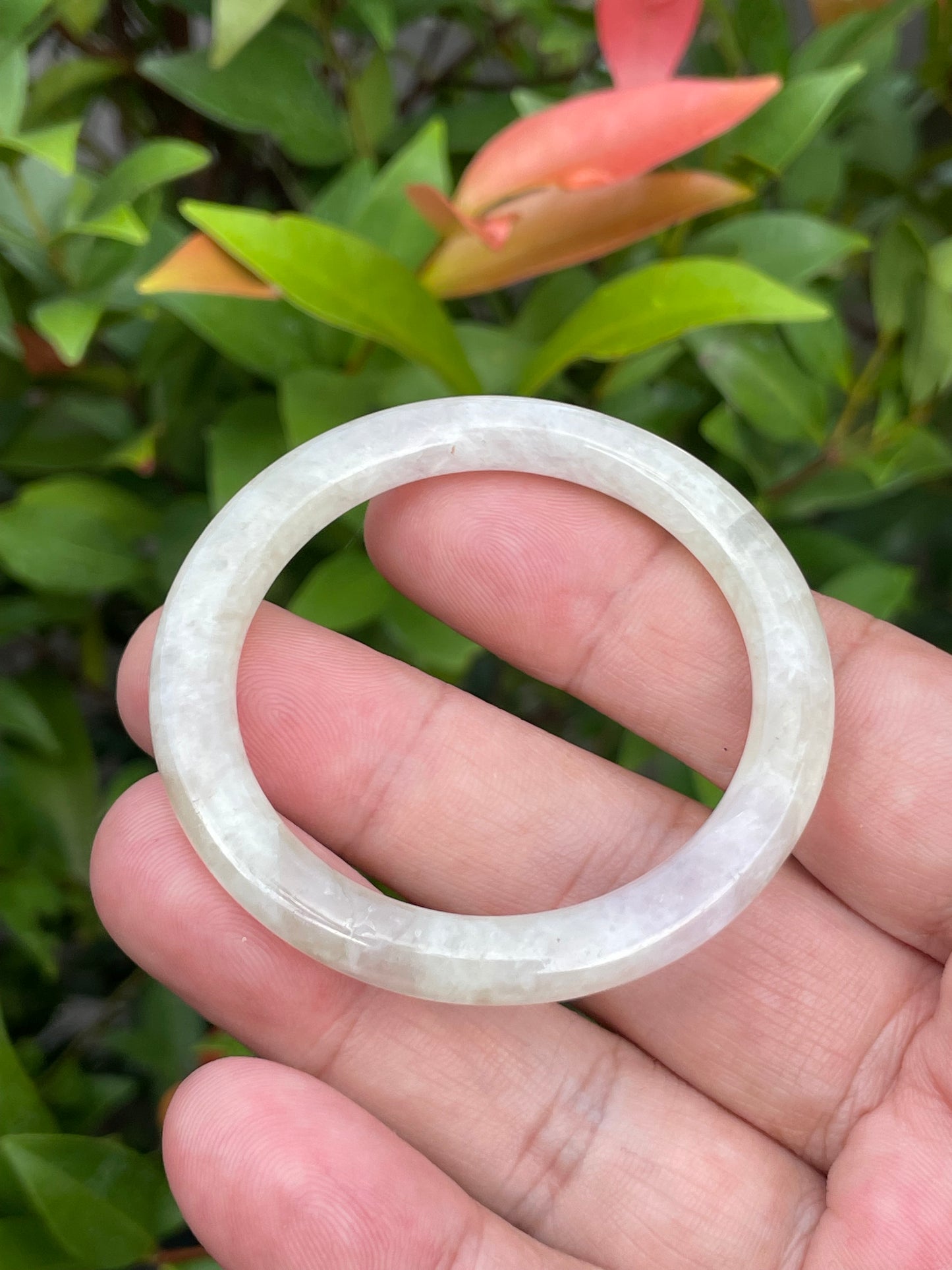 Natural Burmese Jadeite Jade Bangle – Icy Light Yellow, White & Lavender – Princess Cut – 44.5mm – JB890