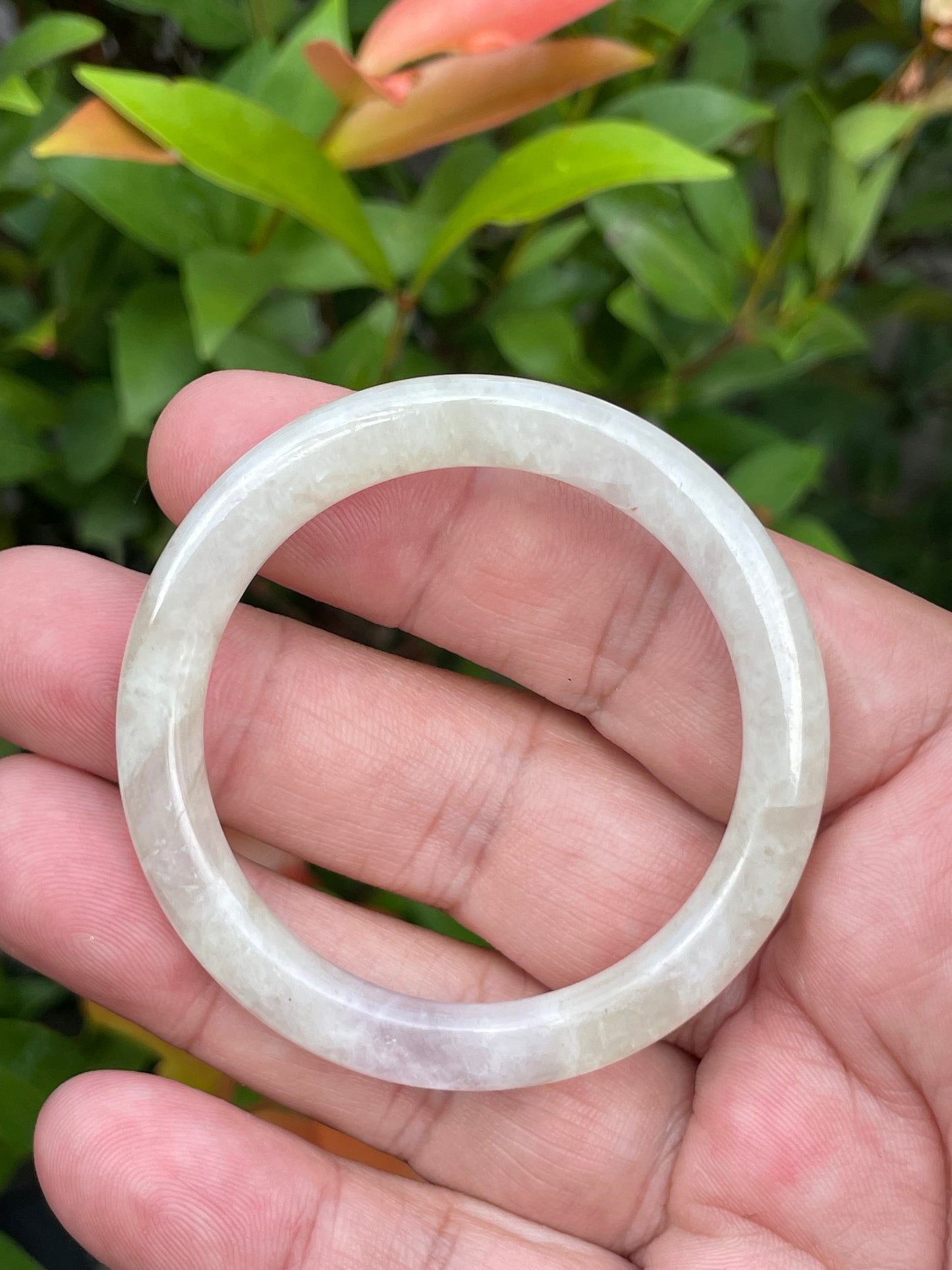 Natural Burmese Jadeite Jade Bangle – Icy Light Yellow, White & Lavender – Princess Cut – 44.5mm – JB890