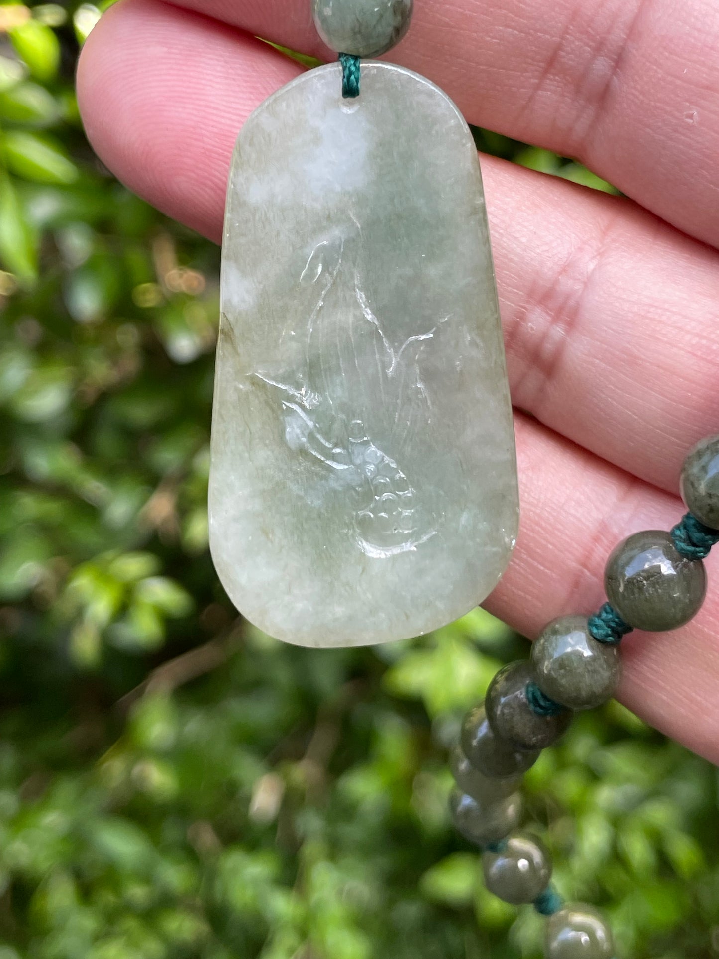 Natural Certified Burmese Jadeite Jade Pendant – Icy Apple Green & Milky White – Hand-Carved Dragon Motif – Beaded Necklace Included – JP068