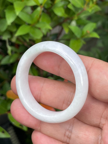 Natural Burmese Jadeite Jade Bangle – Icy Milky White with Light Lavender & Apple Green Hues – 41.2mm – JB889