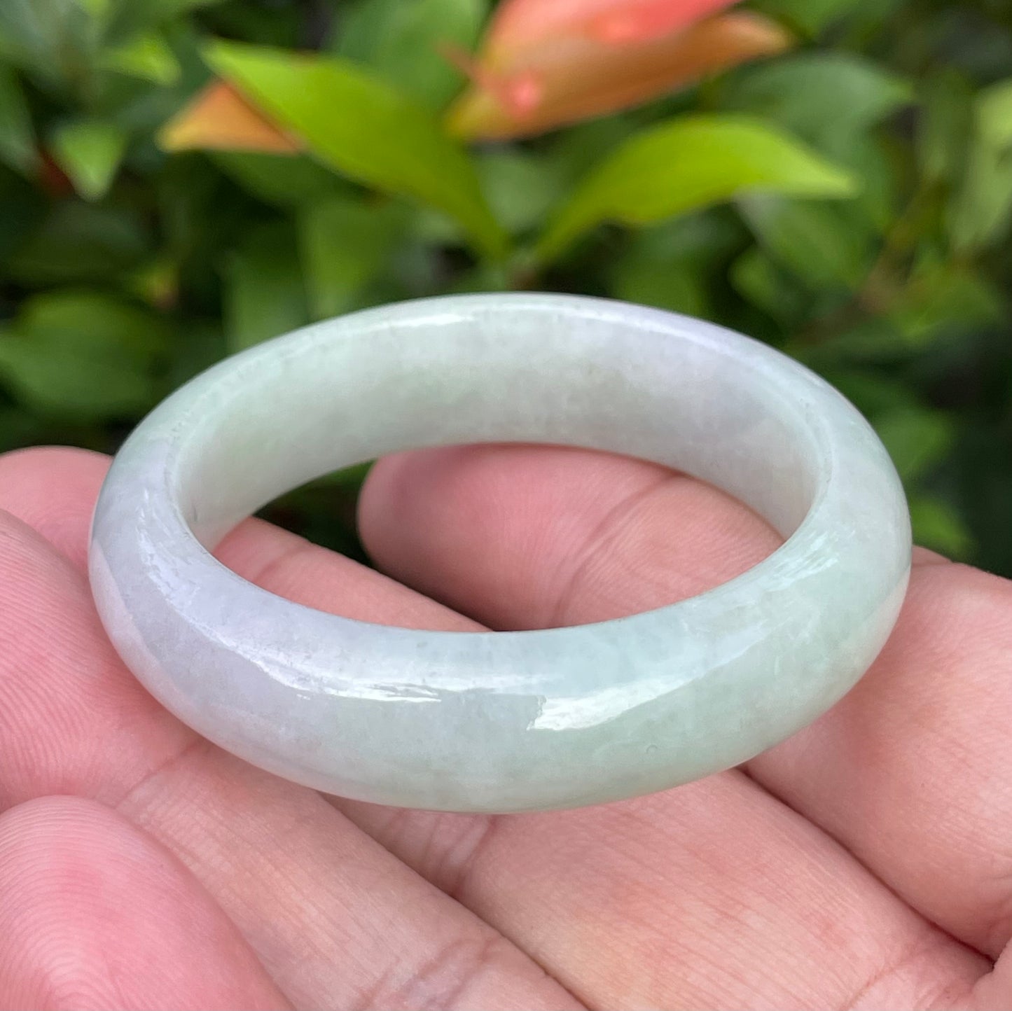Natural Burmese Jadeite Jade Bangle – Icy Imperial Green, Lavender & Milky White – 39.2mm – JB885