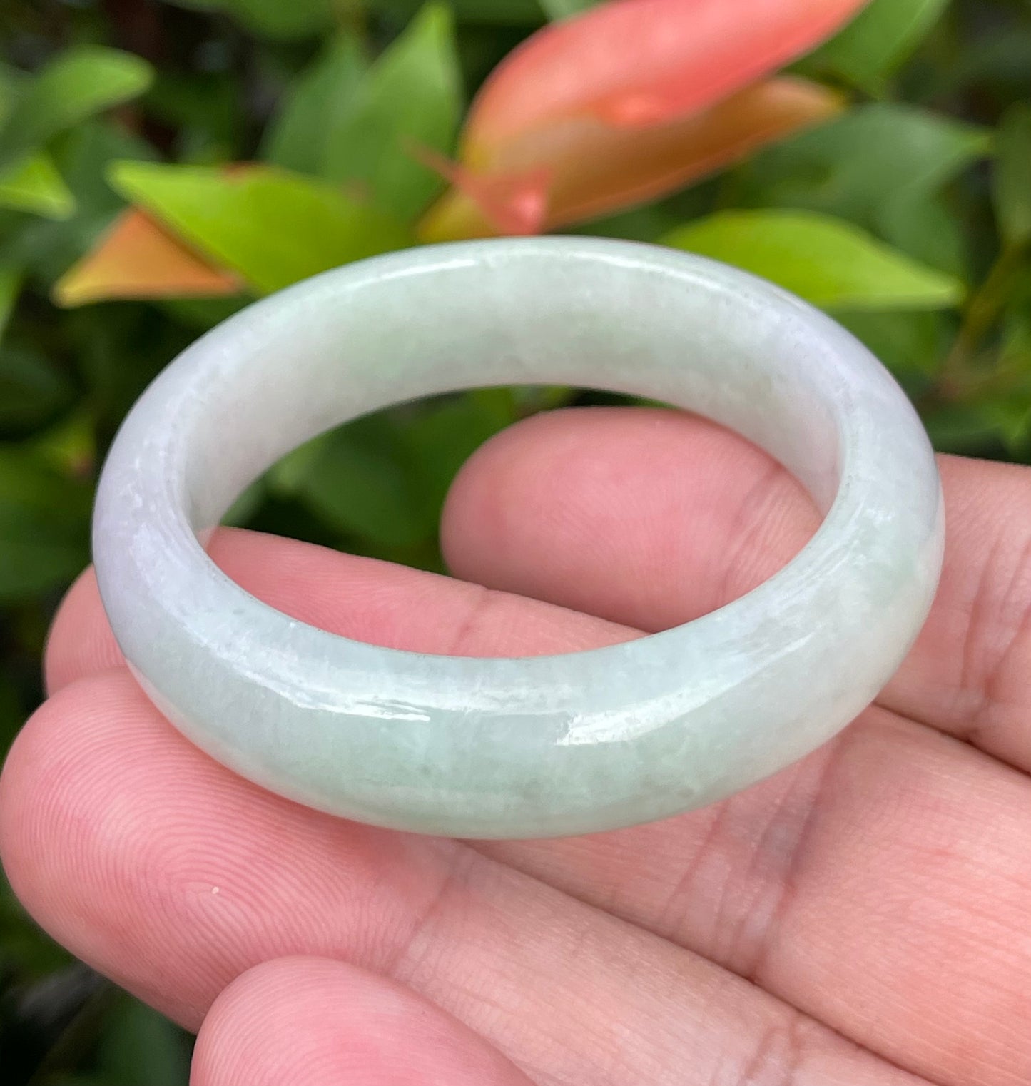 Natural Burmese Jadeite Jade Bangle – Icy Imperial Green, Lavender & Milky White – 39.2mm – JB885