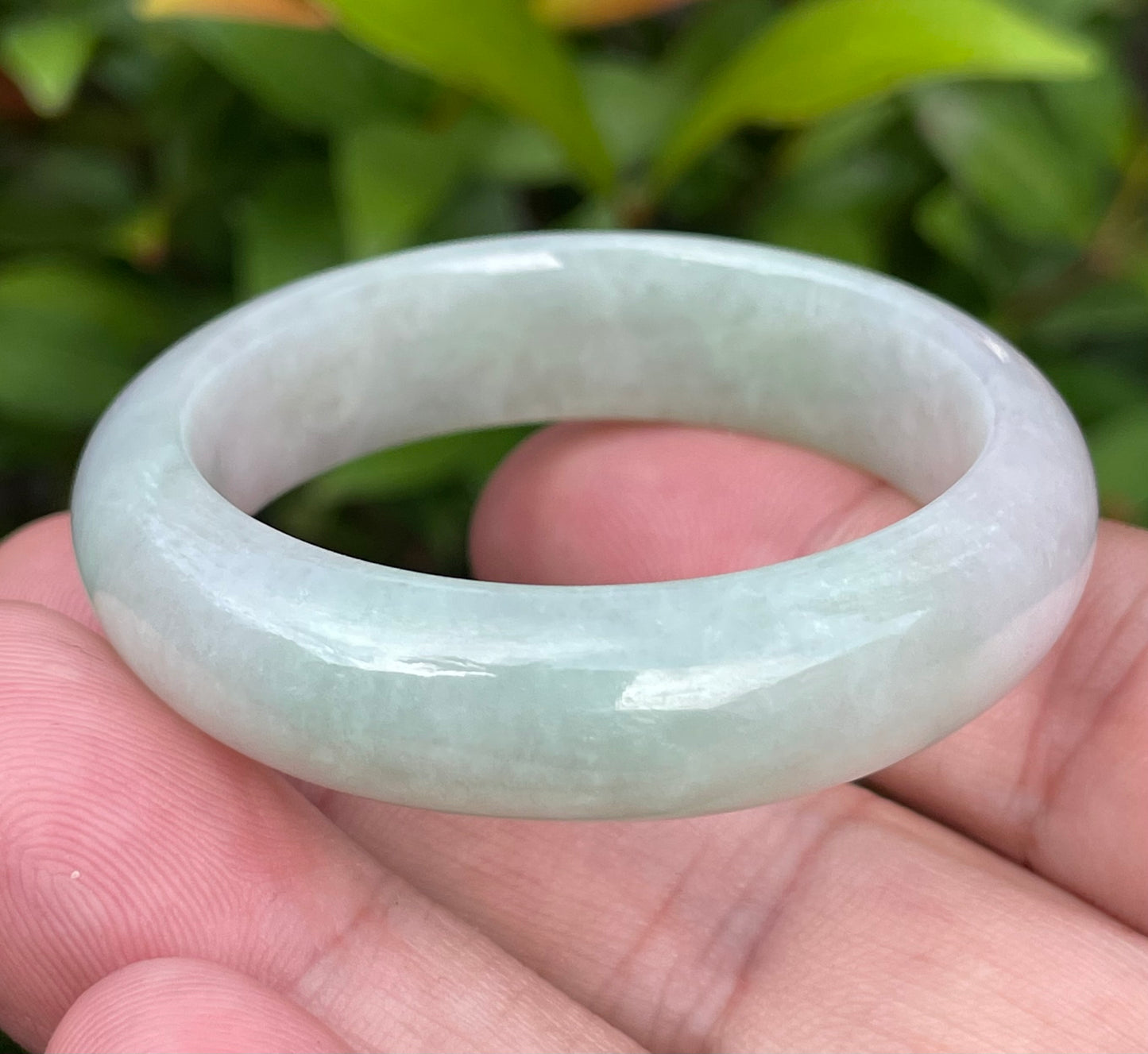 Natural Burmese Jadeite Jade Bangle – Icy Imperial Green, Lavender & Milky White – 39.2mm – JB885