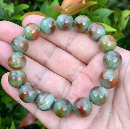 Natural Burmese Jadeite Jade Beaded Bracelet – Tricolor – 13.5mm – JBB161
