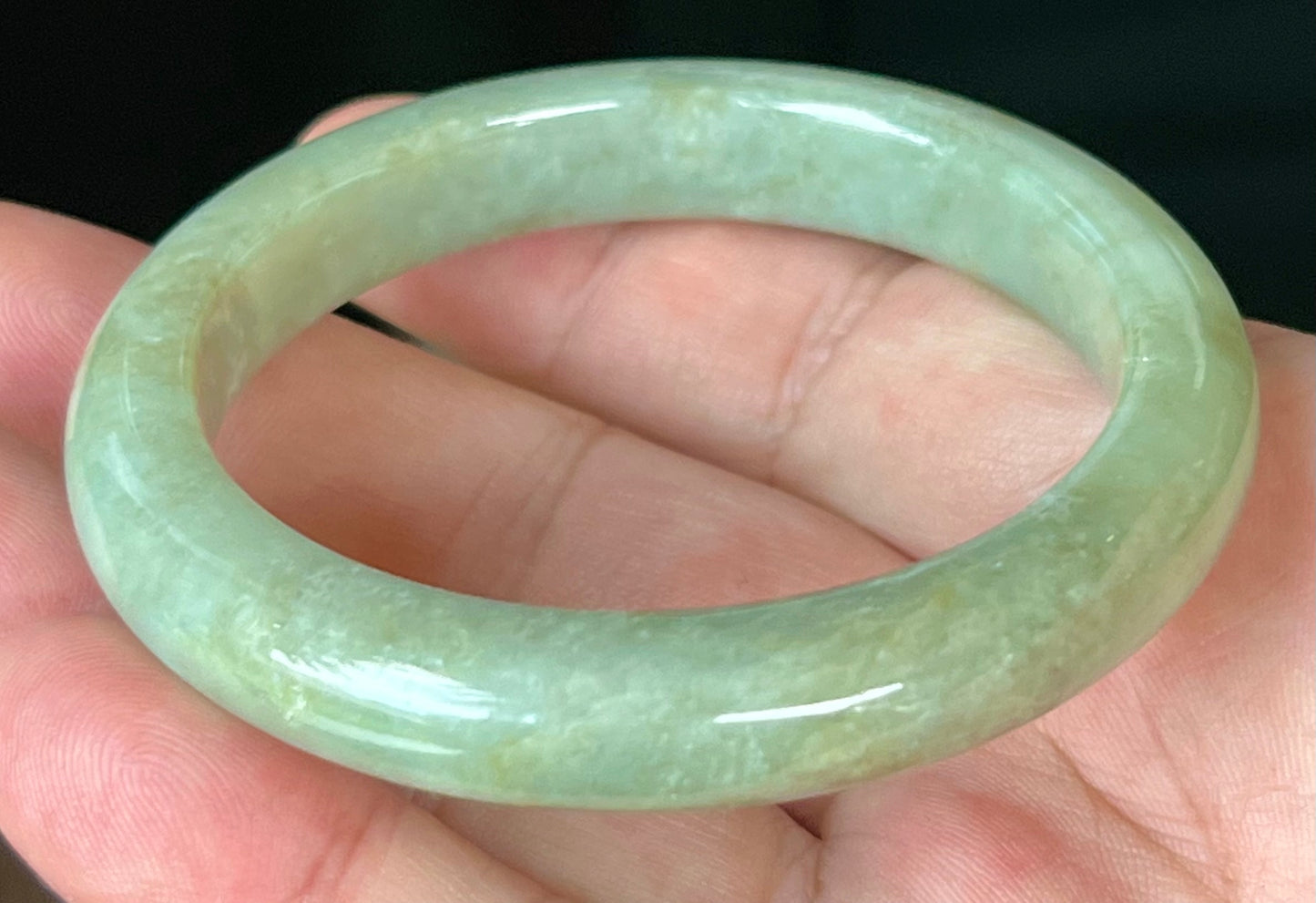 Natural Certified Burmese Jadeite Jade Bangle – Icy Apple Green – 55.5mm – JB558