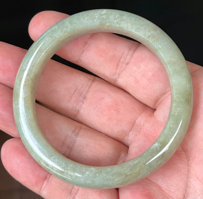 Natural Certified Burmese Jadeite Jade Bangle – Icy Apple Green – 55.5mm – JB558
