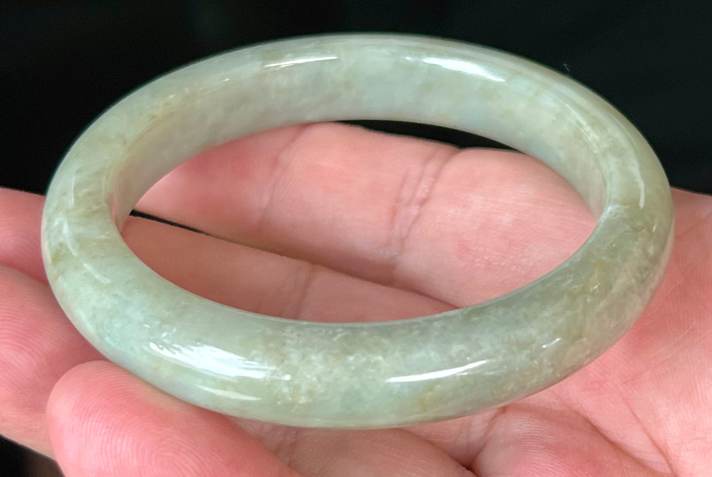 Natural Certified Burmese Jadeite Jade Bangle – Icy Apple Green – 55.5mm – JB558