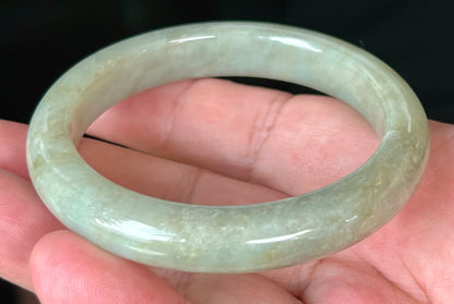 Natural Certified Burmese Jadeite Jade Bangle – Icy Apple Green – 55.5mm – JB558