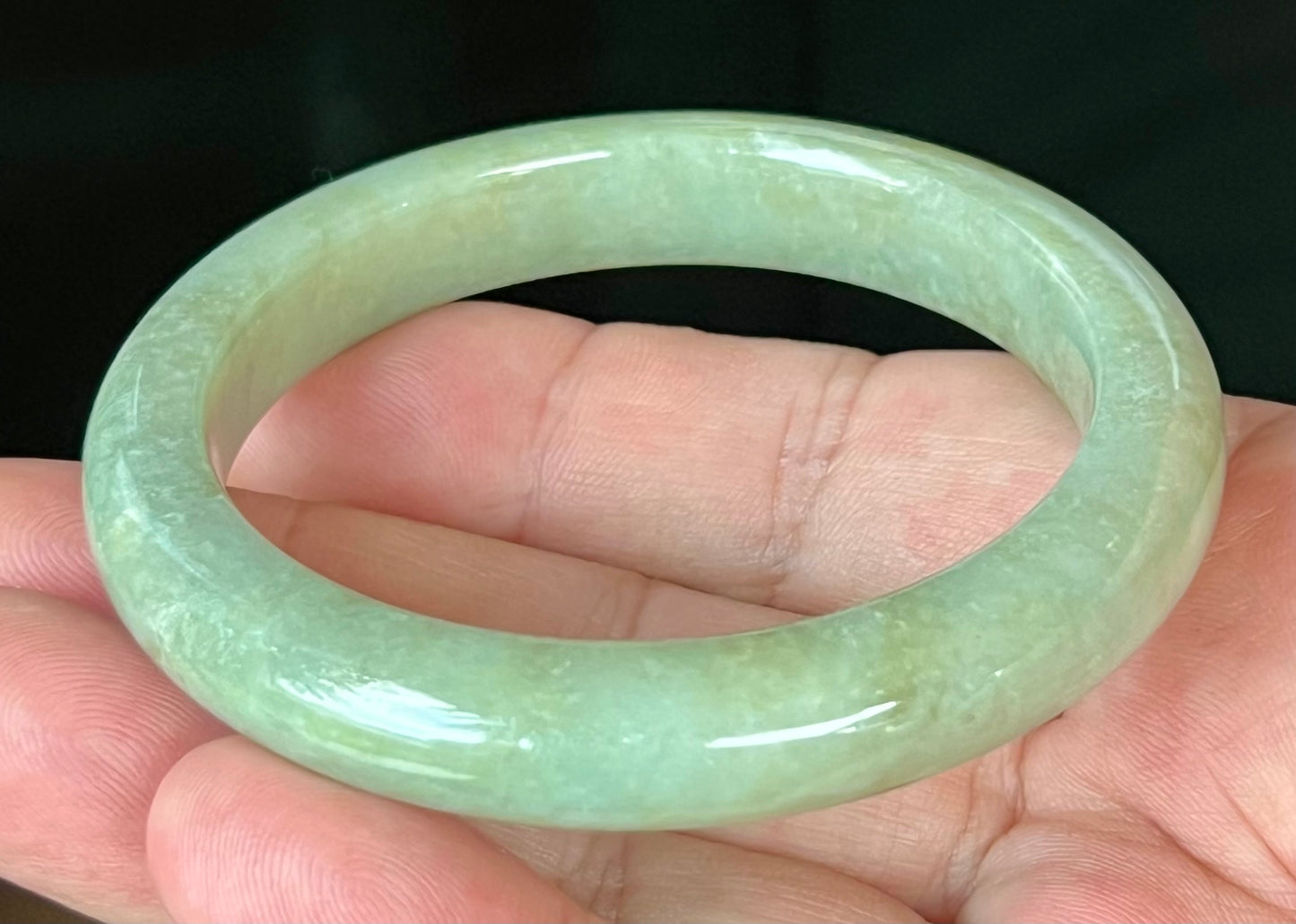 Natural Certified Burmese Jadeite Jade Bangle – Icy Apple Green – 55.5mm – JB558