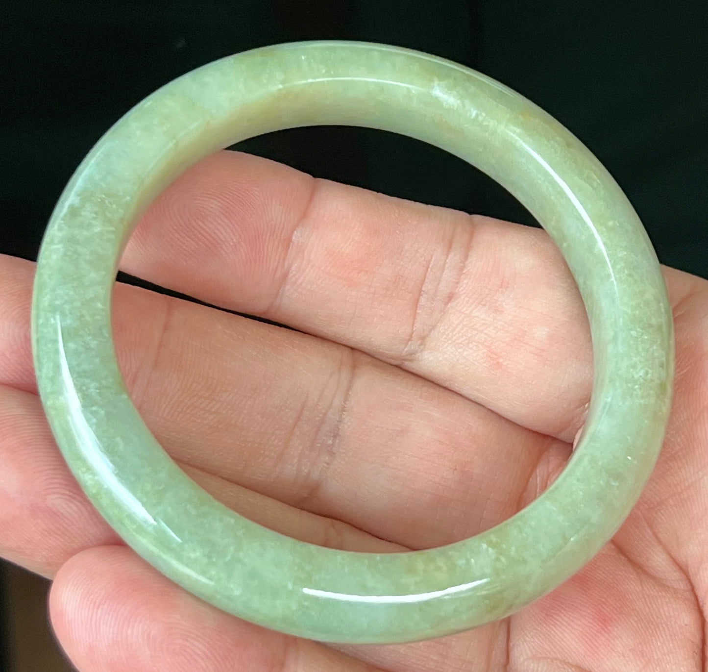 Natural Certified Burmese Jadeite Jade Bangle – Icy Apple Green – 55.5mm – JB558