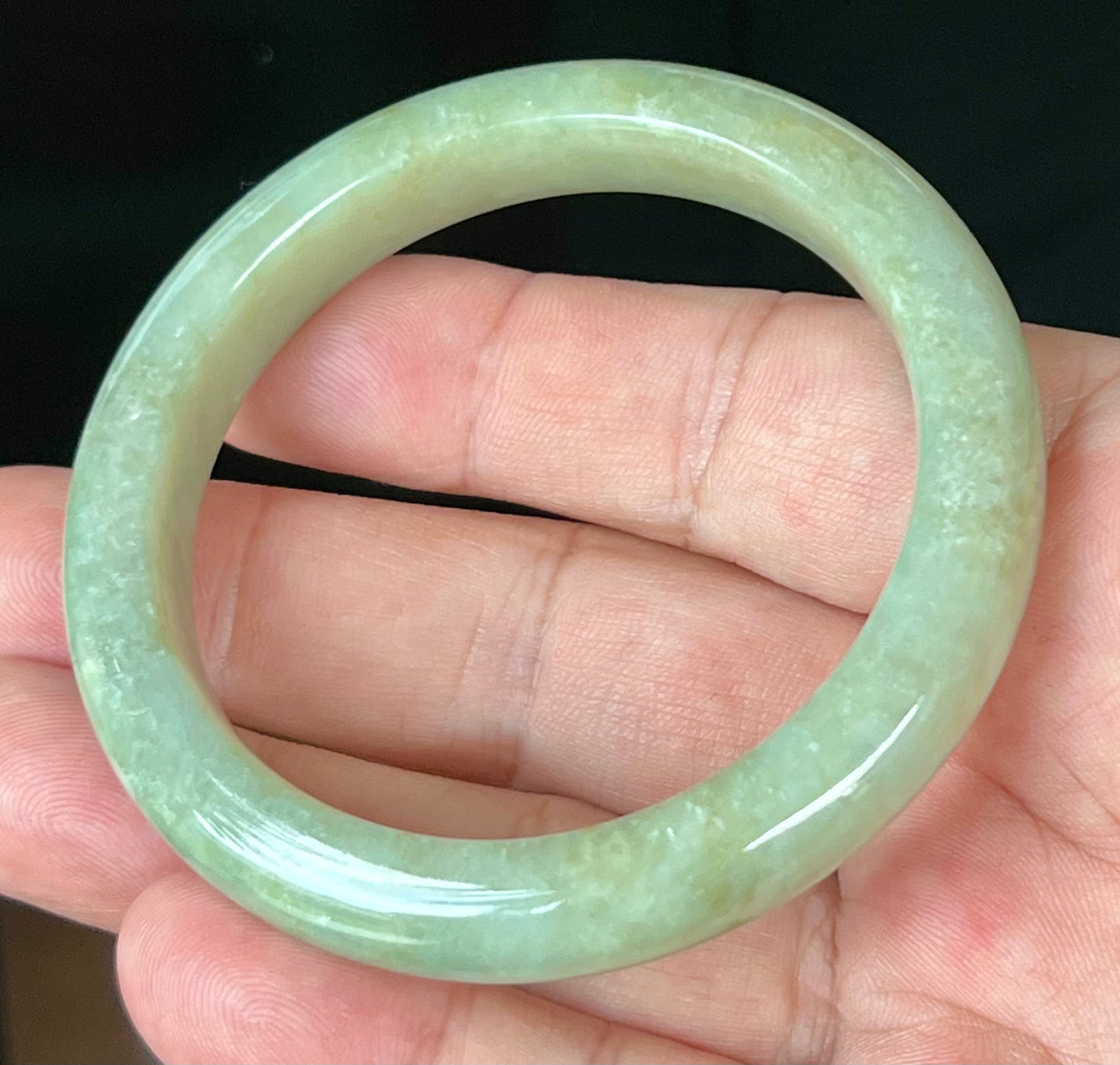Natural Certified Burmese Jadeite Jade Bangle – Icy Apple Green – 55.5mm – JB558