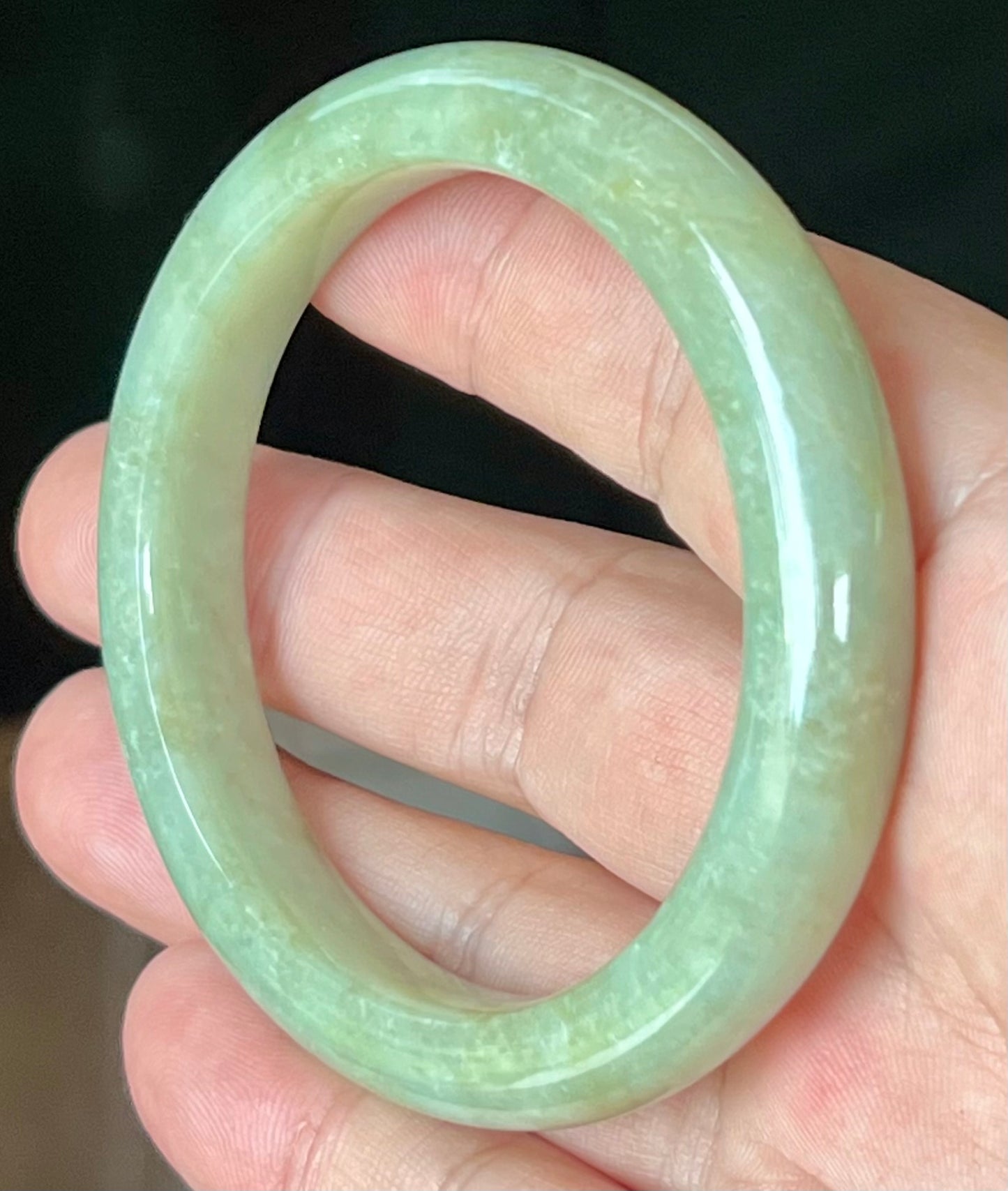 Natural Certified Burmese Jadeite Jade Bangle – Icy Apple Green – 55.5mm – JB558