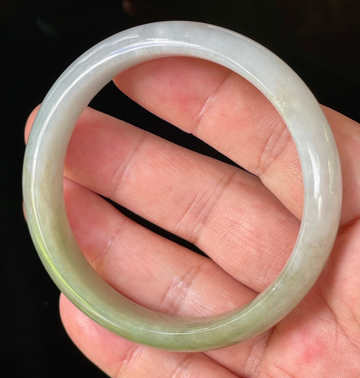 Natural Certified Burmese Jadeite Jade Bangle – Rare Icy Imperial Green & Apple Green with Milky White Hues – 58.5mm – JB804