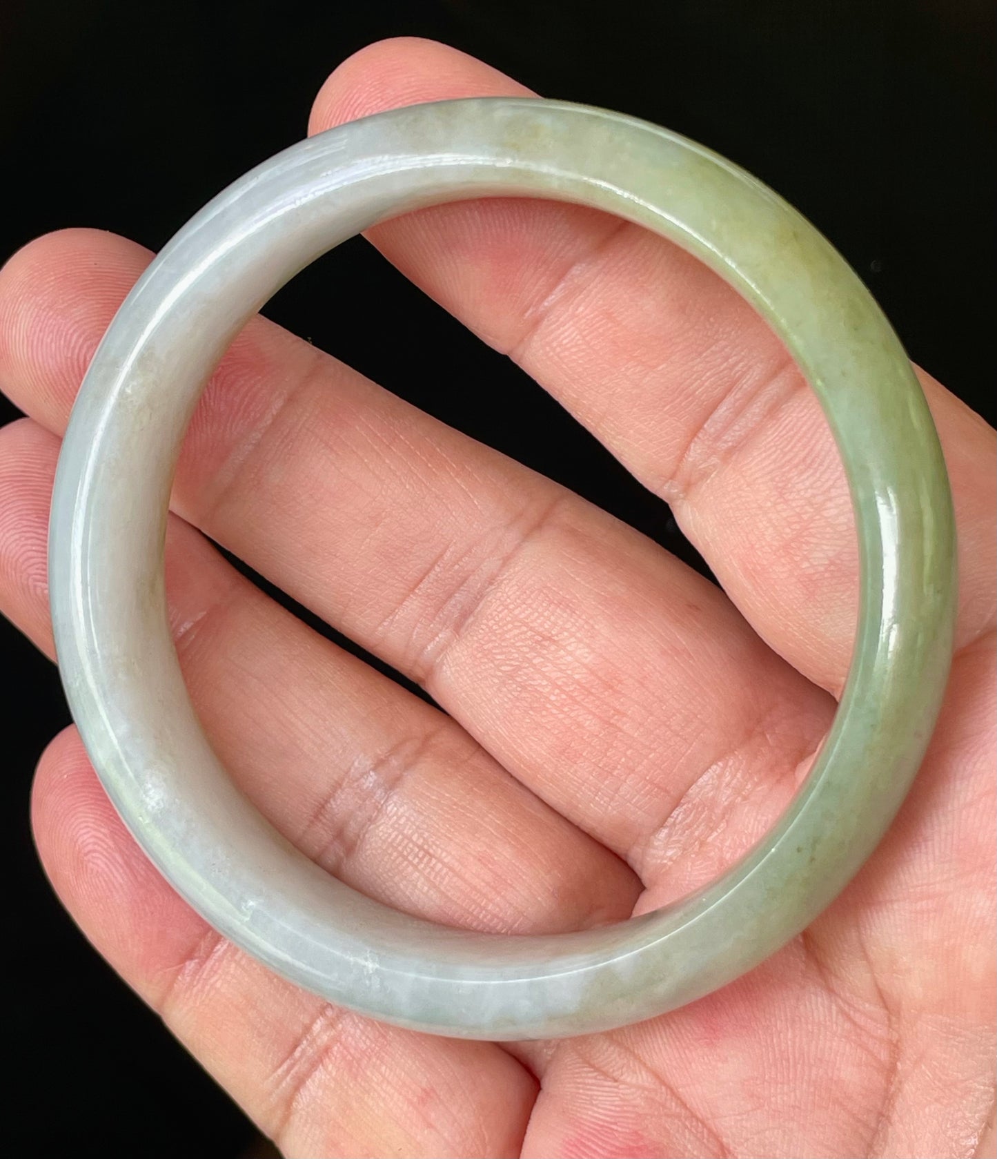 Natural Certified Burmese Jadeite Jade Bangle – Rare Icy Imperial Green & Apple Green with Milky White Hues – 58.5mm – JB804