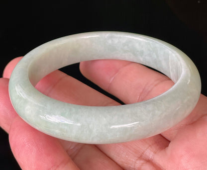 Natural Certified Burmese Jadeite Jade Bangle – Icy Light Apple Green – 56.6mm – JB876