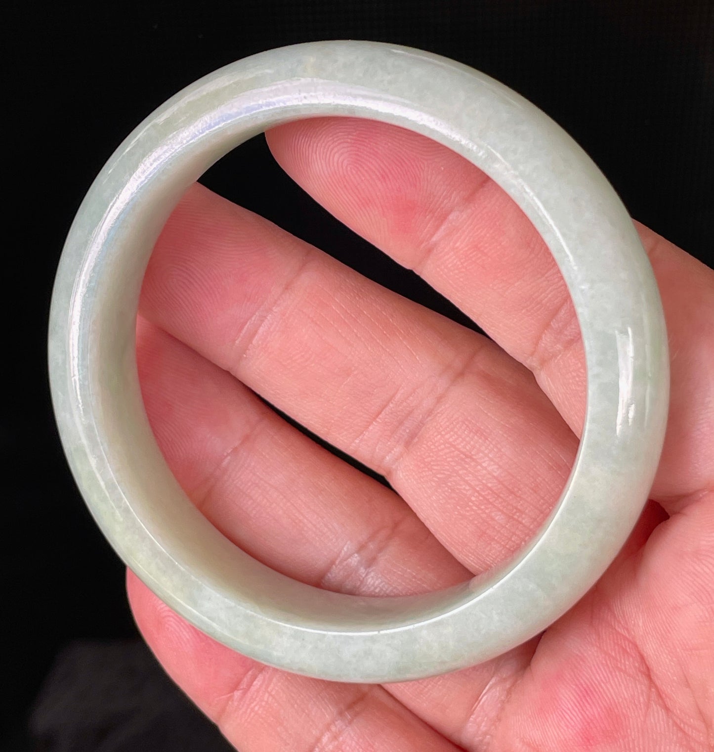 Natural Certified Burmese Jadeite Jade Bangle – Icy Light Apple Green – 56.6mm – JB876