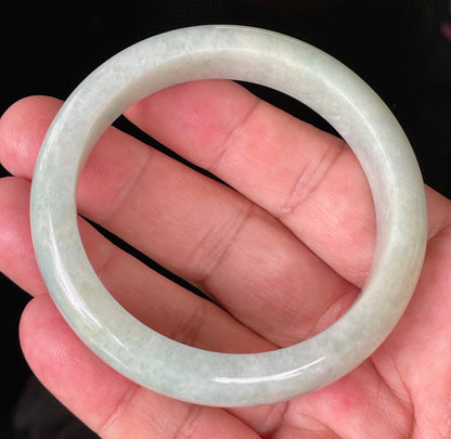 Natural Certified Burmese Jadeite Jade Bangle – Icy Light Apple Green – 56.6mm – JB876