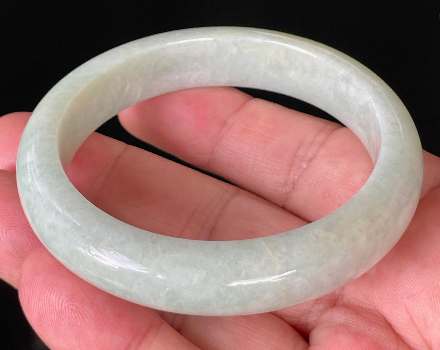 Natural Certified Burmese Jadeite Jade Bangle – Icy Light Apple Green – 56.6mm – JB876