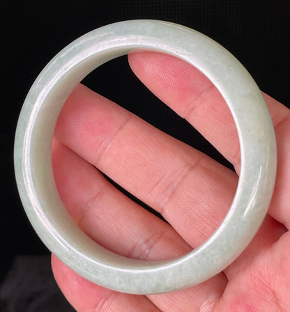 Natural Certified Burmese Jadeite Jade Bangle – Icy Light Apple Green – 56.6mm – JB876