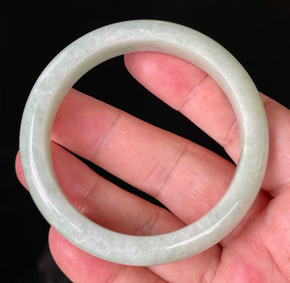 Natural Certified Burmese Jadeite Jade Bangle – Icy Light Apple Green – 56.6mm – JB876