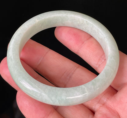 Natural Certified Burmese Jadeite Jade Bangle – Icy Light Apple Green – 56.6mm – JB876