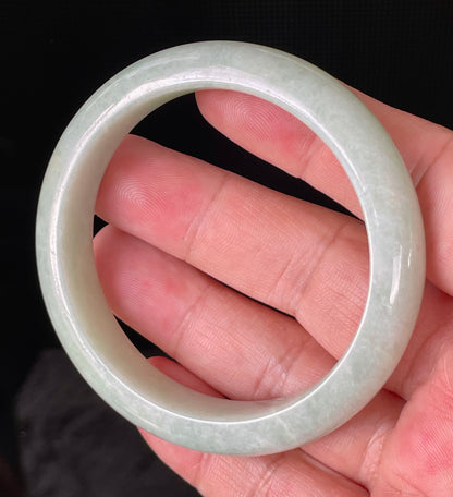Natural Certified Burmese Jadeite Jade Bangle – Icy Light Apple Green – 56.6mm – JB876