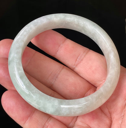 Natural Certified Burmese Jadeite Jade Bangle – Icy Light Yellow & Milky White – 61.6mm – JB820
