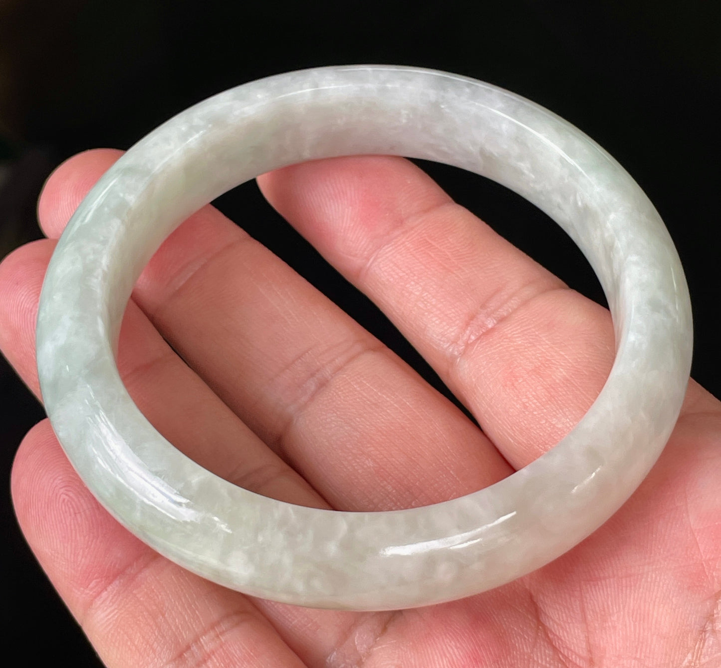 Natural Certified Burmese Jadeite Jade Bangle – Icy Light Yellow & Milky White – 61.6mm – JB820